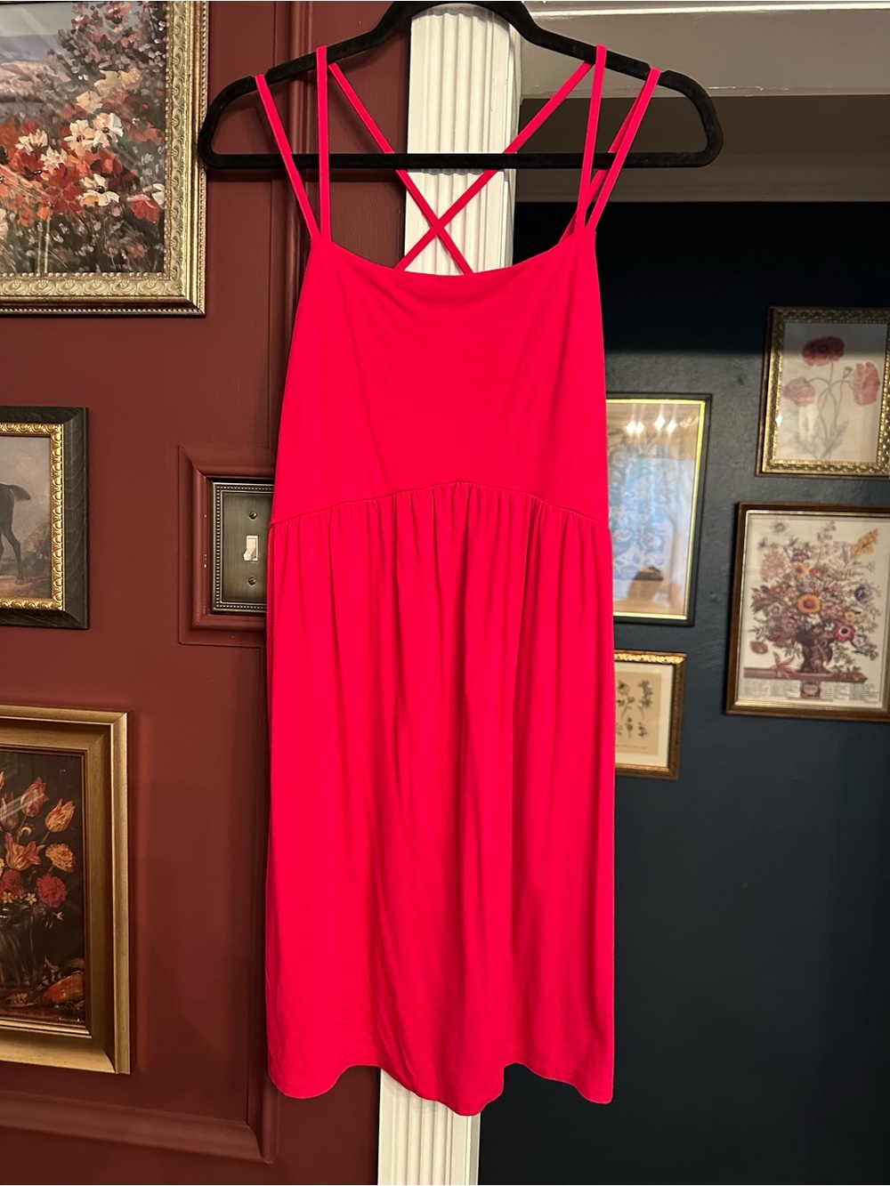 Hot Pink Jersey Stretch Strappy Women's Sundress Size Medium